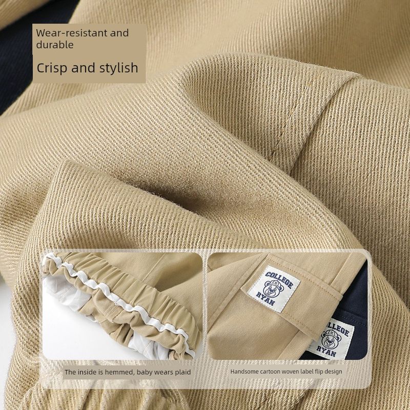 Boys' Casual Cargo Pants Spring Children's Clothing Casual Long Pants Spring Style Versatile and Stylish