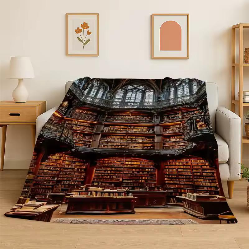 Magic Book Library Bookshelf Flannel Blanket Soft Throw Blanket for Bedroom Living Room Bed Travel Camping Picnic Nap Cover Gift