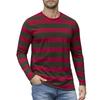 Fashion Contrast Stripe 3D Print Men Long Sleeve T-shirt Casual Fashion O-Neck Oversized T Shirts Tops Polyester Men Clothing