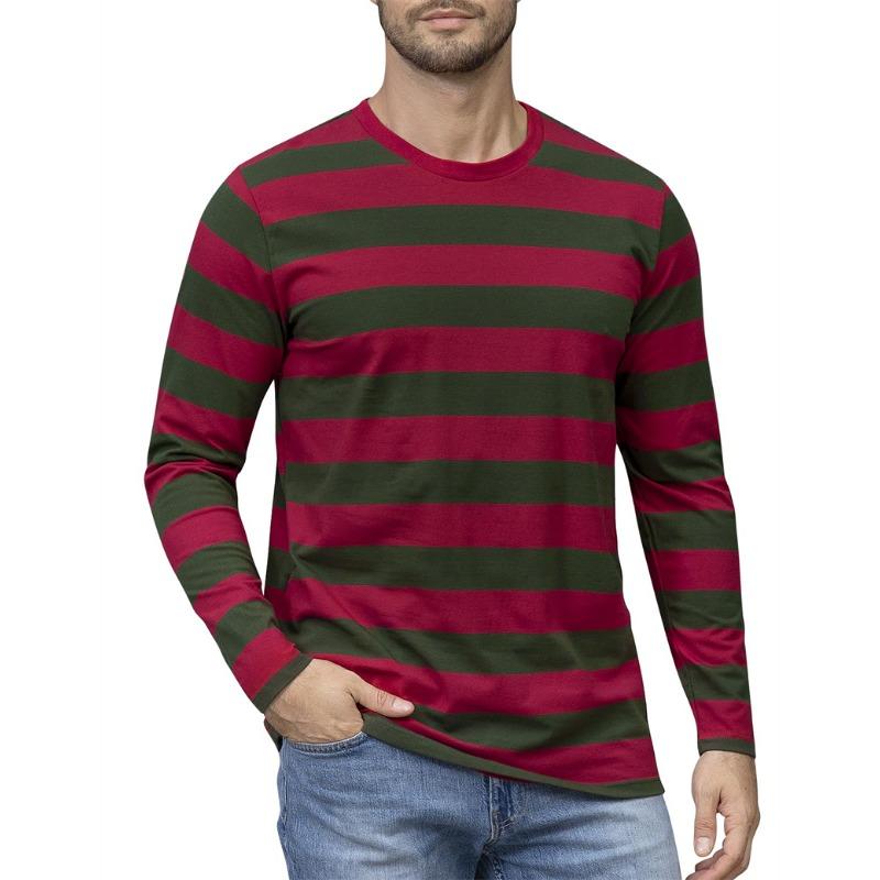 

Чоловіча футболка з довгим рукавом з 3D-принтом у контрастну смужку, повсякденна мода, з круглим вирізом, оверсайз, модні топи, поліестер, чоловічий одяг S