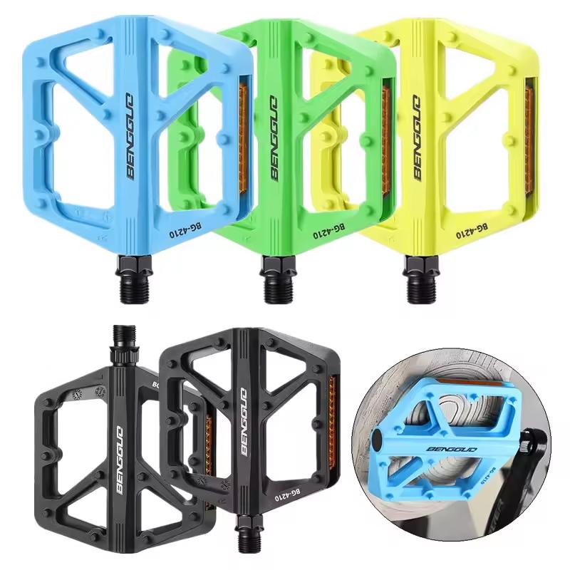 Double Du Bearing Ultralight Bike Pedals With Reflector Bicycle Platform Pedals Anti-Slip Cycling Safety Pedals Bike Accessories