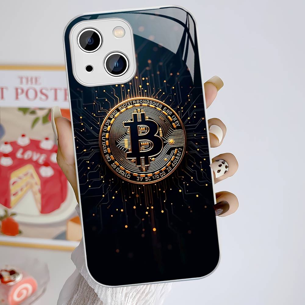 B-Bitcoin For IPhone 14 13 12 Mini 11 Pro XS Max X XR 14 Plus Tempered Glass Cover
