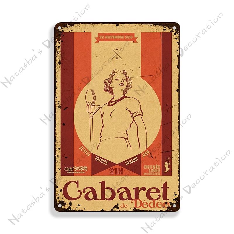 Cabaret Poster Music Movie Metal Sign Decorative Plate Home Restaurant Bar Club Wall Decor Vintage Metal Poster Industrial Decor