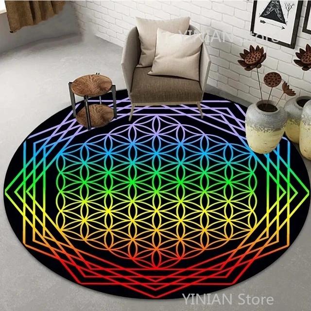 Geometry Round Carpet Cushion Living Room Bedroom Floor Mat Doormat Sofa Computer Chair Area Rug Dropshipping Wholesale