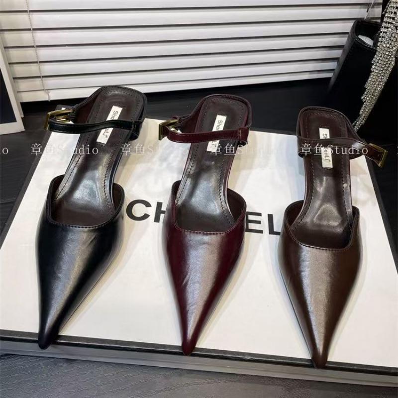 Summer Cover Toe Women Slippers Fashion Singbacks Mules Shoes Ladies Elegant Thin Heel Mules Stripper Party Sandalias