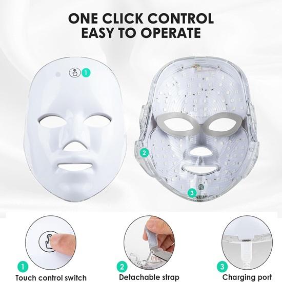 Led Light Therapy Mask, 7 Color Led Face Mask Light Therapy, Face Light Therapy Device, Red Light Therapy, Remove Wrinkles, Red Light Face Mask