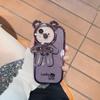 Cartoon Cute Bear Compatible with Apple 16 Crossbody Phone Case iPhone 15 Pro Max Stand 14 Lanyard 12 Glitter