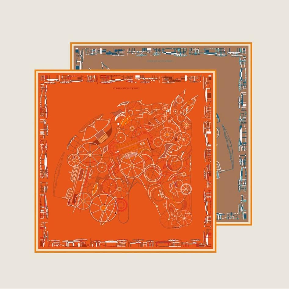Brand Silk Scarves Horse Head Printed Twill Silk Scarf Women Shawls Luxury Design Hijab Fashion Square Curled Scarf Neckerchief