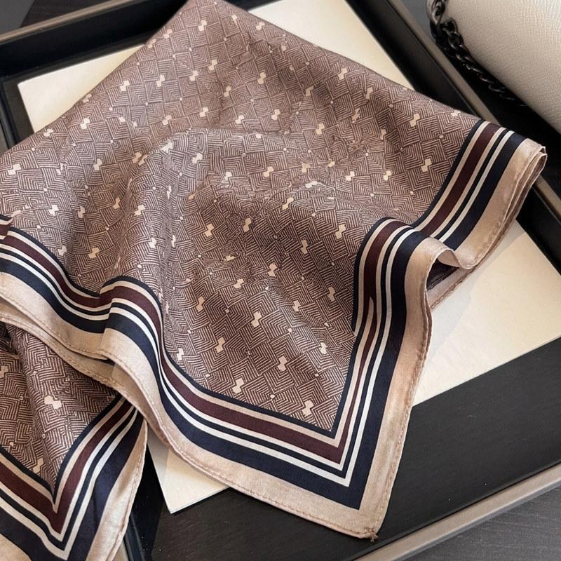 British style spring autumn winter men's and women's silk small square scarf plaid brown small silk scarf mulberry silk scarf