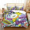 Graffiti Duvet Cover Set Cute Hip Hop Style Polyester Comforter Cover with Pillowcase Queen Full Size for Kid Teen Bedding Set