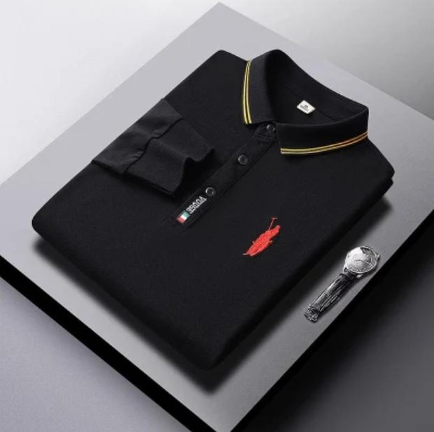 Cotton Striped Shirt Middle -Aged Men 'S Long -Sleeved T -Shirt Middle -Aged Men 'S T -Shirt