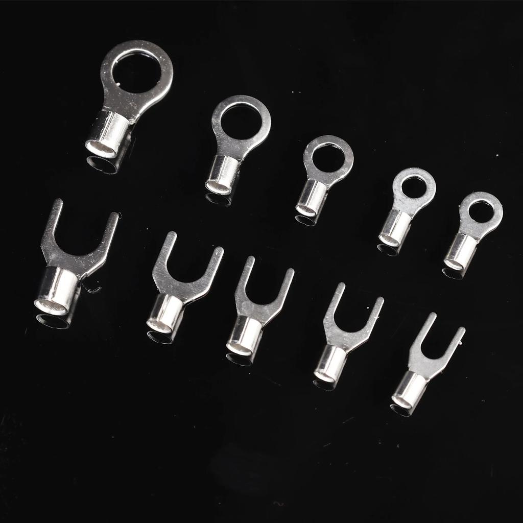 320PCS Copper Ring Fork Terminals Kit Non-Insulated Electrical O/Y Type Brass Terminal Assortment Set Cable Wire Connector Crimp
