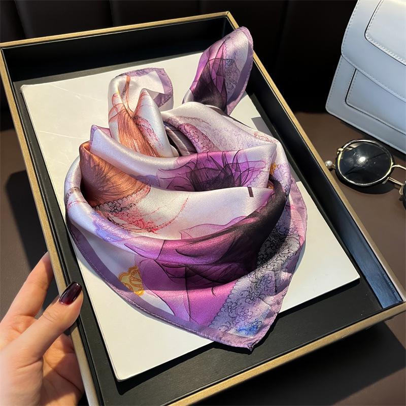 Square Scarves Neck Kerchief 100% Silk Scarf Women Pure Foulard Hairbands Lady Flower Designer Female Bandana Ties Bandana Hijab