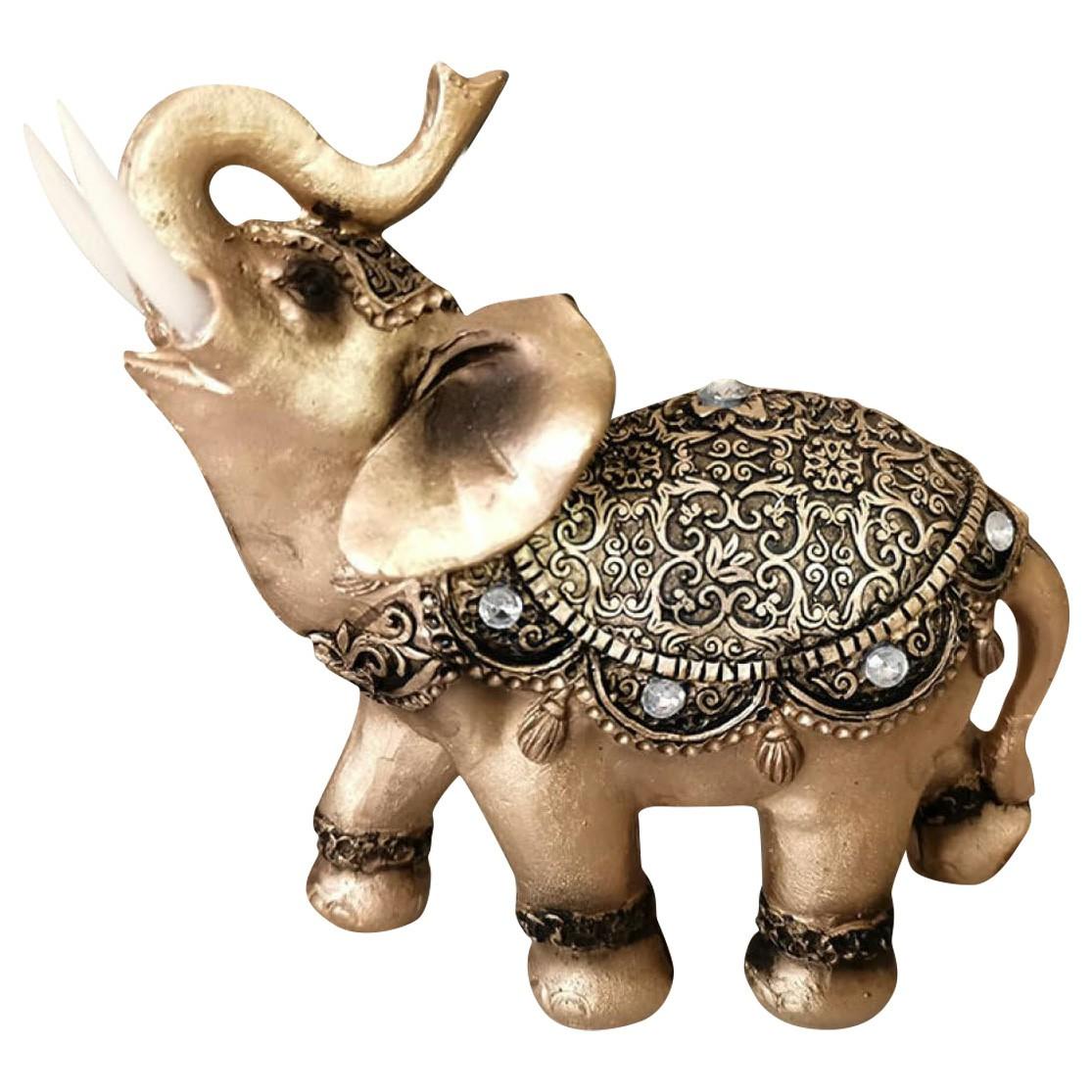 Fortune Lucky Elephant Statue Resin Craft Home Porch Office Desktop Feng Shui Ornament, Size L C