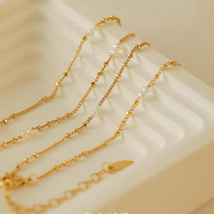 Luxurious Baby Freshwater Pearl Necklace - Trendy 2024 Clavicle Chain with Spacer Beads