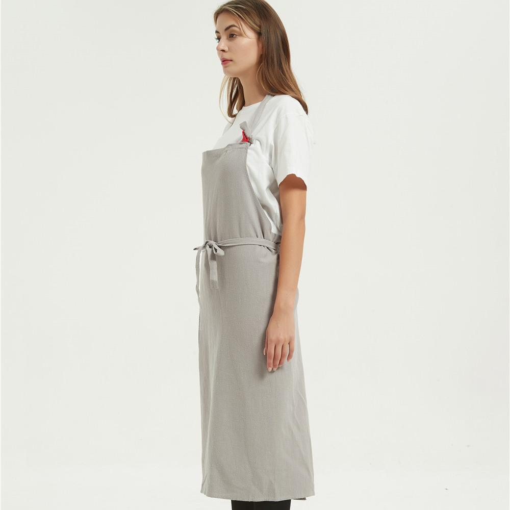 Bawełniano-lniany fartuch ogrodniczy w kwiaty - Prosty i elegancki styl japońsko-koreański