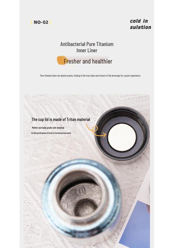 Pure Titanium Insulated Magnetic Suction Tea Cup with Double Lid – For Men and Women, Stylish Design, Tea-Water Separation, Premium Gift