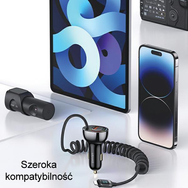 USAMS Land. Alone. C37 1Xusb+1Xusb-C 60W +Kabel Ligtning 30W Pd+Qc Szybkie Ładowanie Czarny/Black Cc193Cc01 (Us-Cc193)