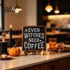 Standing Halloween Table Decor Wooden Coffee Photo Frame Retro Distressed Sign for Holiday Atmosphere Home Countertop Decor Rustic Autumn