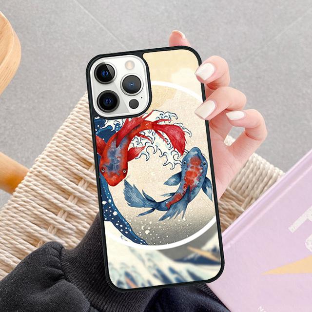 Tattoo Japanese Koi Dragon Wave Phone Case For iPhone 17 Air 13 12 14 15 16  Cover For Apple Pro Max Plus SE Coque