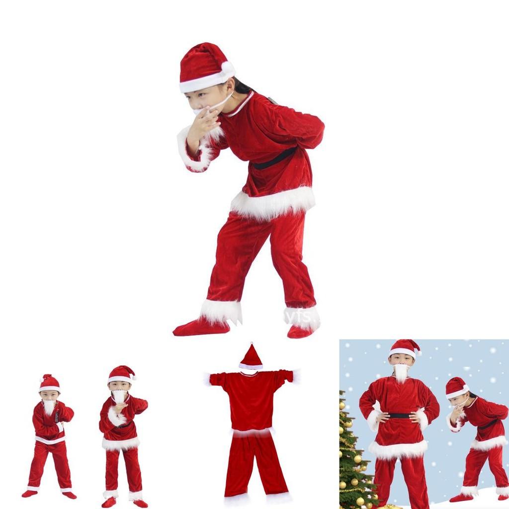 Festive Kids Girls Christmas Cosplay Costume W/elk Santa Claus Outfits