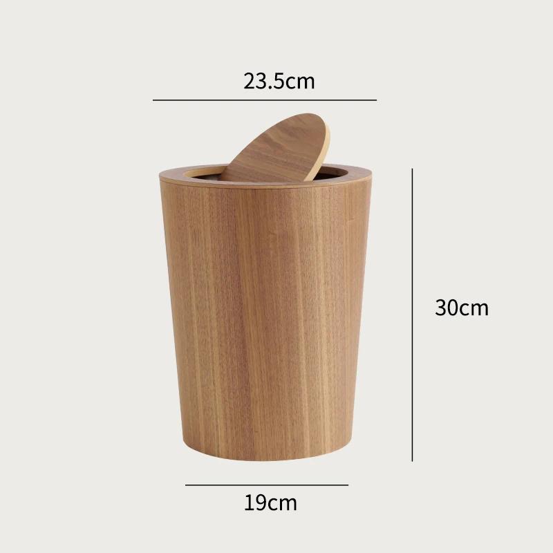 Creative Wooden Trash Can Round Simple Cleaning Tools Garbage Can Home Wastebasket Bathroom Trash Bin Kitchen Waste Storage Bins