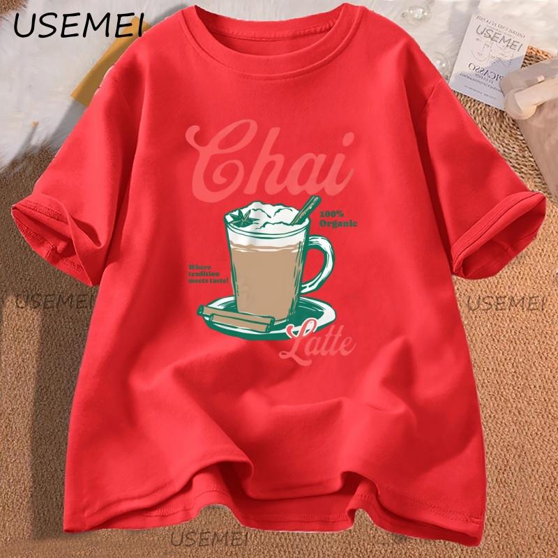 

Trending Chai Latte 90s Graphic Tee Vintage Coffee Lover Tshirt Aesthetic Tea Club T Shirt Oversized Cotton Loose Clothing S