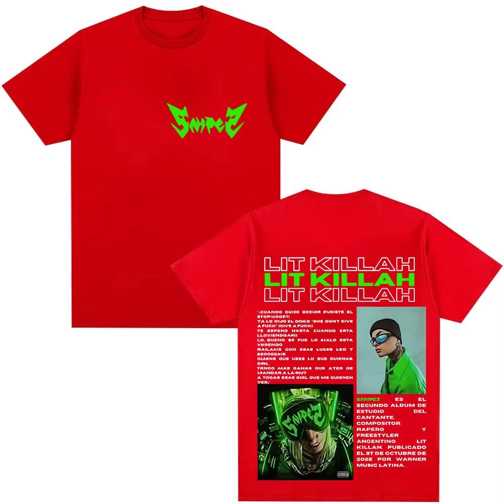 2026 Rapper Lit Killah Tour New Album Graphic Tshirt Men Clothing Hip Hop Gothic Short Sleeve TShirt Rock Oversized Cotton Tees