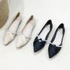 Huiliya French single shoes women's summer new temperament pointed flat bottom small fragrant wind shallow mouth pearl ladyshoes 23503
