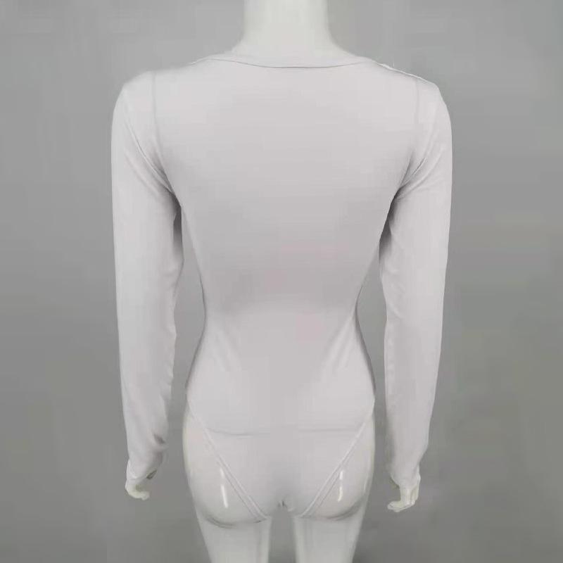 2024 European & American Fashion One-Shoulder Solid Color Sexy Bodysuit for Women