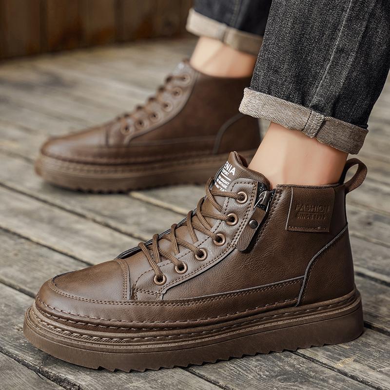 Retro Ankle Boots For Men High-top Men Leather Shoes  Non-Slip Motorcycle Boots Fashion Men Boots Formal Casual Shoe