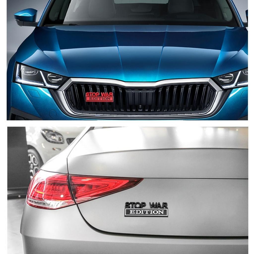 1Pc 3D Metal Stop War Edition Logo Car Front Grille Badge Side Fender Rear Trunk Emblem Sticker Decal