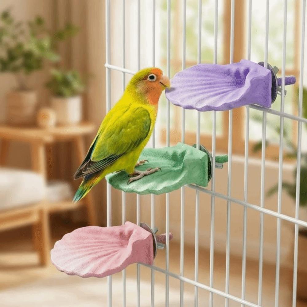 Wear-resistant Parrot Perch Stand Shell Shape Bird Cage Perches Parrot Resting Platform Beak Care