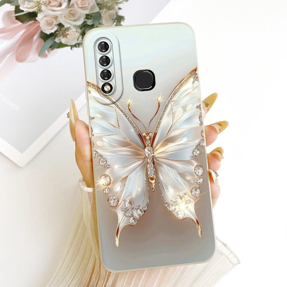 For Infinix Hot S4 Case Luxury Love Heart Buttefly Candy Painted Cover Soft TPU Matte Phone Case For Infinix Hot S4 HotS4 Fundas