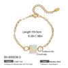 Factory Ins Style New Single Square Cube Natural Stone 18K PVD Gold Plated Paperclip Chain Fine Women Jewelry Bracelet  ODM