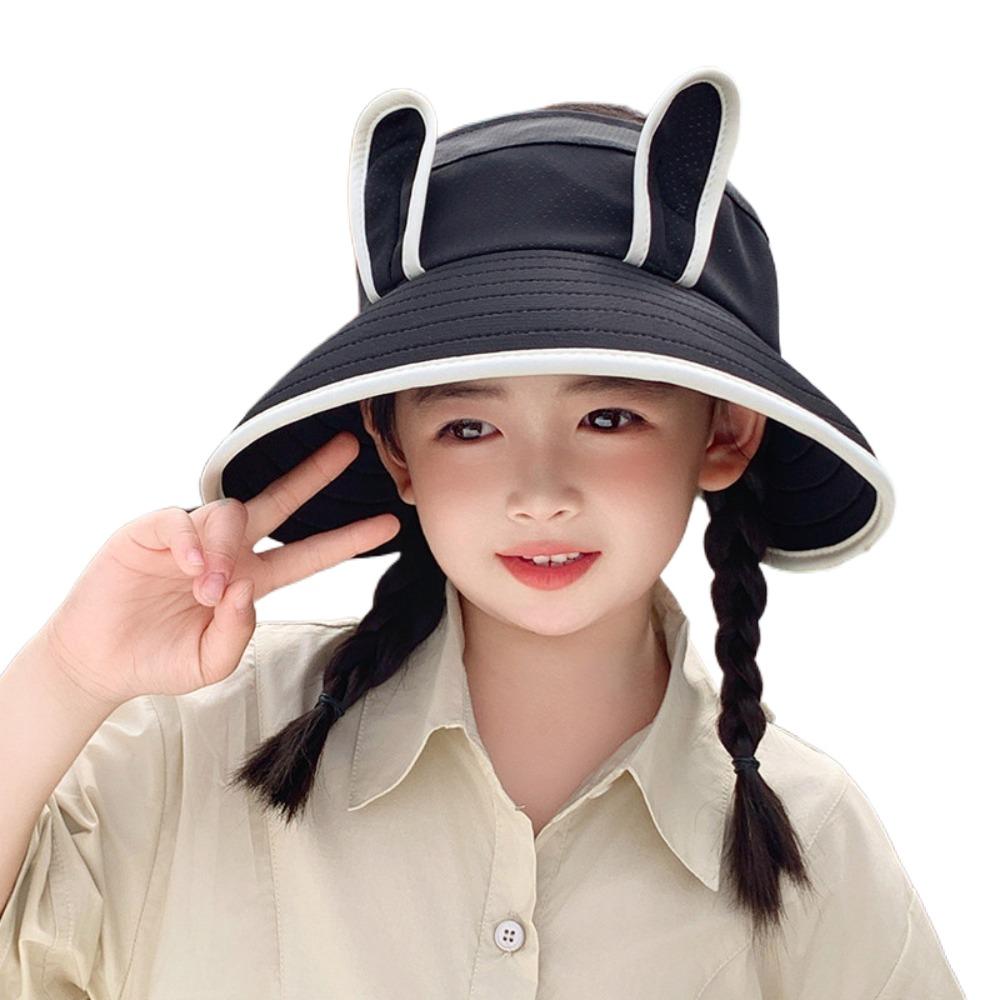 Korean Style Wide Brim Peaked Cap Empty Top Adjustable Rabbit Ear Sunhat Sunscreen Streetwear Children Fishman Hat 2-4 Years Old