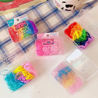 Cute Jelly Candy Color Hair Band Disposable Mini Elastic Rubber Baby Head Rope Hair Tie with Box Hair Styling Tools