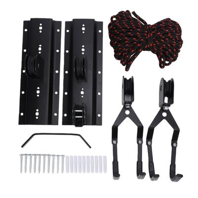 Bike Hoist Overhead Pulley System Ceiling Bike Mount Hanger Holds Up To 88.18lbs for Garage Black