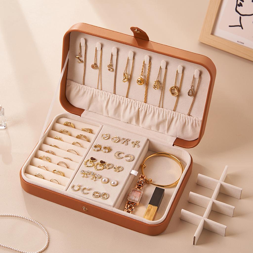 Girls Travel Jewelry Storage Box, Removable Baffle Stud Earrings Ring Bracelet Jewelry Box