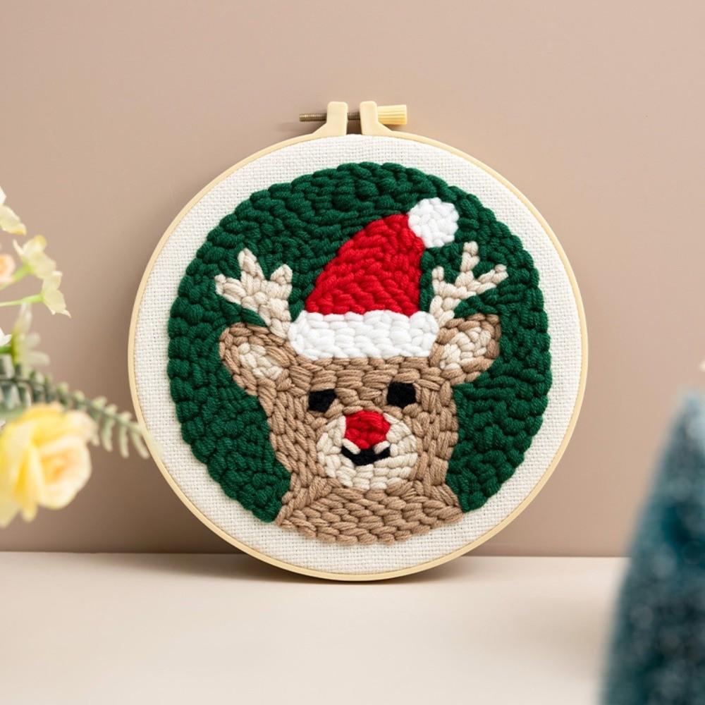 Merry Christmas Punch Needle Kit Beginner Embroidery Set Rug Hooking Kit Christmas Craft
