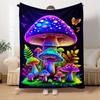Lebendige Lila Pilz-Print Fleece-Decke Weiche Warme Flanelldecke für Sofa Bett Reisen Camping Wohnzimmer Büro Ganzjahres