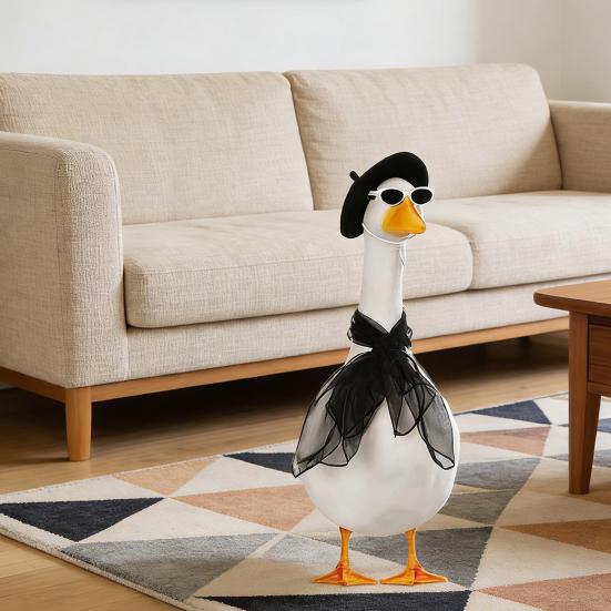 Big Goose Clothes Retro Red Sunglasses Mesh Scarf Plush Beret Set for Lawn Geese Up to 23 Inches Cool Fashion Party Decoration Accessories