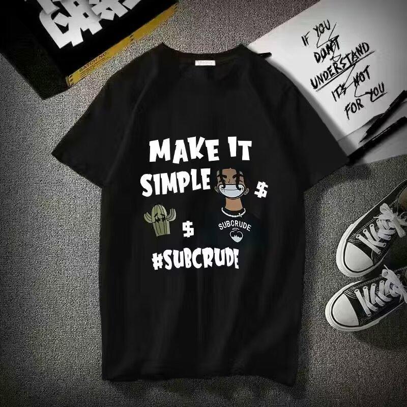 

2024 Новая футболка с короткими рукавами для мужчин Ins Fashion Brand Европейский и американский стиль хип-хоп круглый вырез нижняя рубашка верхняя летняя 8XL чёрный