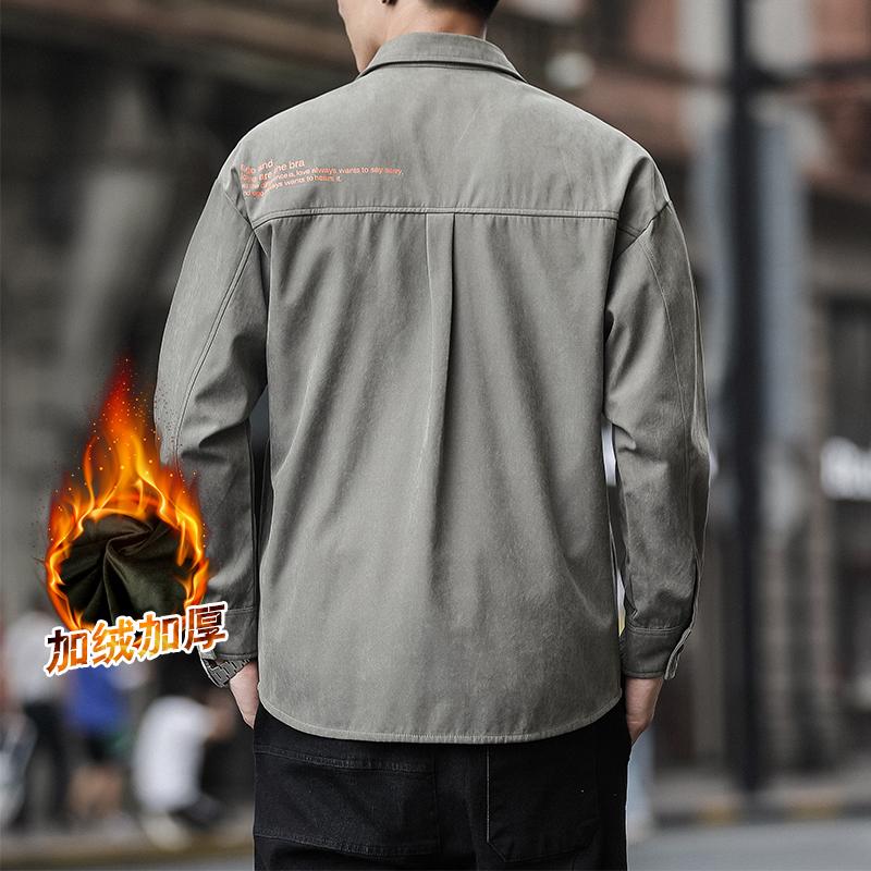 Trendy Brand Long-sleeved Shirt Men's Thin Japanese Style Loose Autumn Casual Workwear Jacket for Teenagers