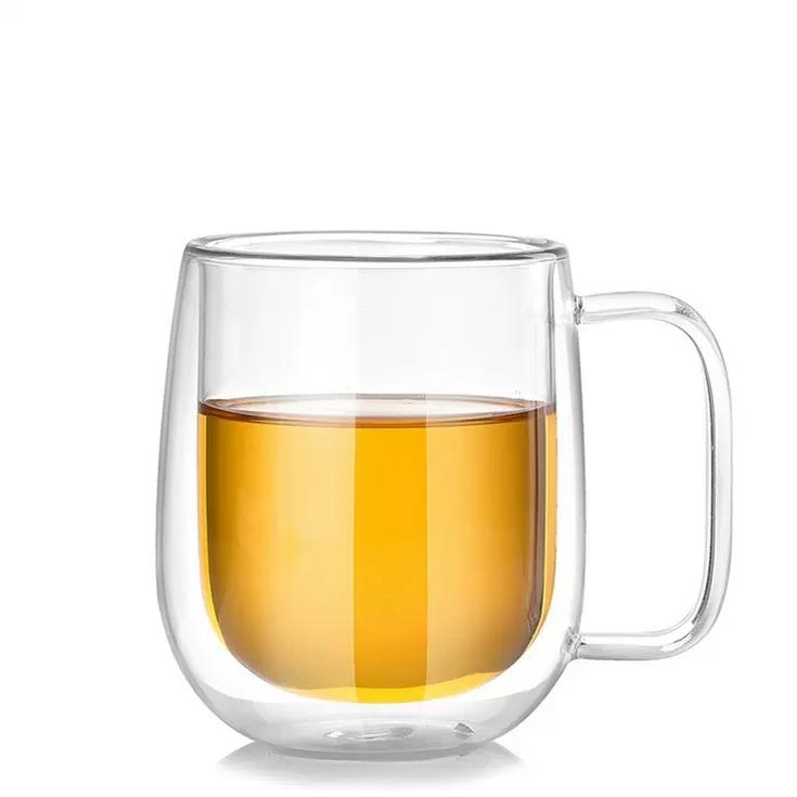 

Double-Layer Anti-Scald Color Glass with Handle, Creative Heat-Resistant Cup, Household Coffee Mug, Kawaii Espresso, Ins Style 280-350ML