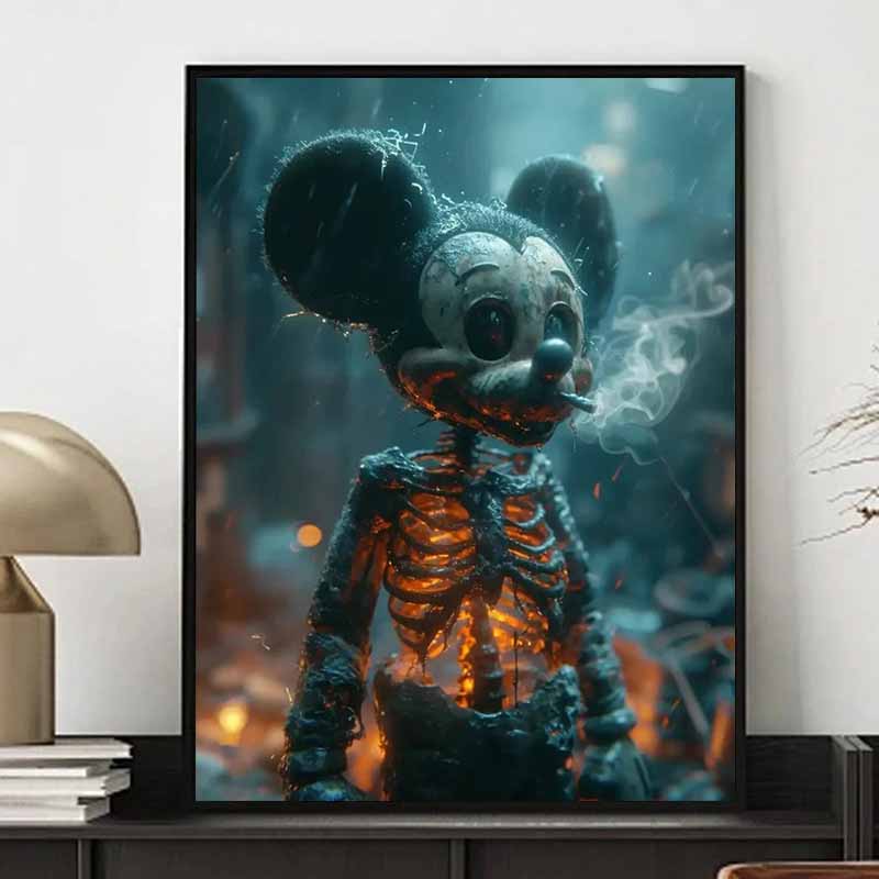 Disney Dark Diamond Painting Deconstructed Mickey Mouse Illustration 5D Diamond Painting Art Embroidery Cross Stitch Room Decoration