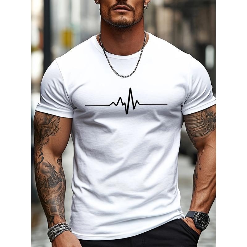 European and American Simple Casual Printed Short-sleeved Men's Summer Commuting Wear Ins Round Neck T-shirt