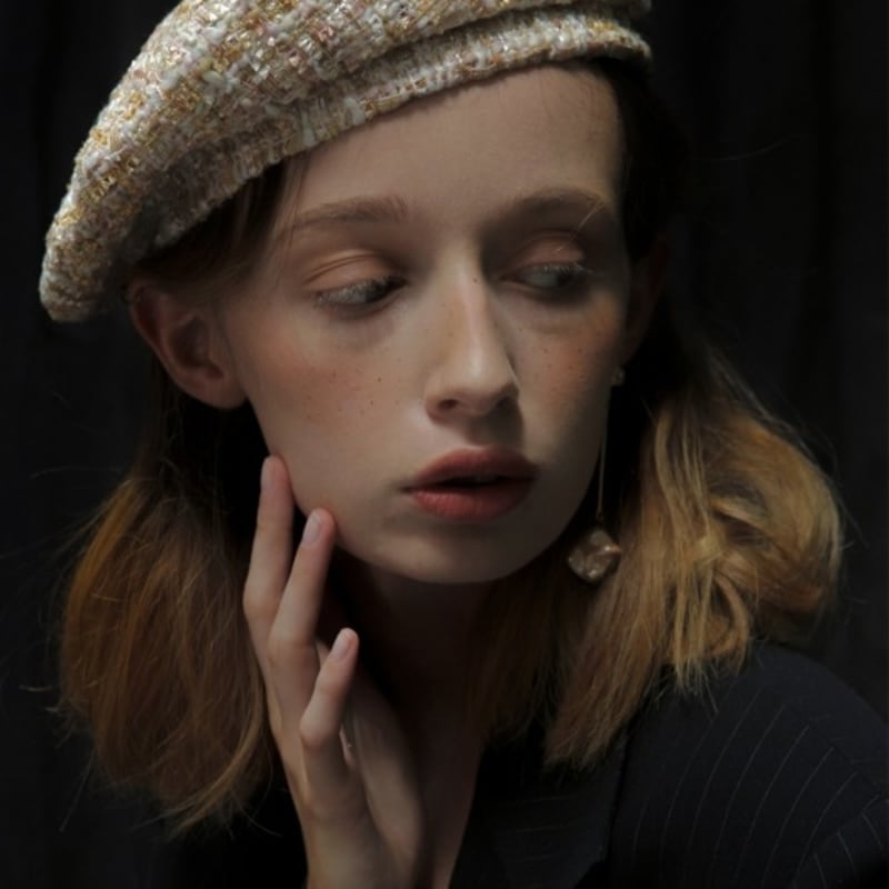 poesiedame tweed beret_beige