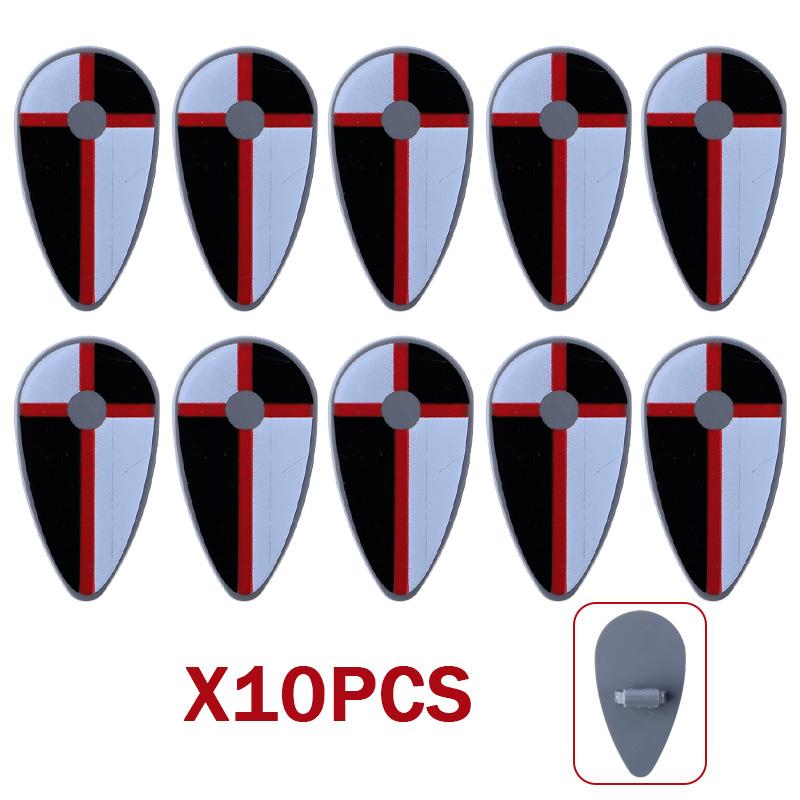 MOC Medieval Military Castle Weapon Roman Knight Helmet Shield Accessories Building Blocks Green Dragon Lion Crusader Bricks Toy