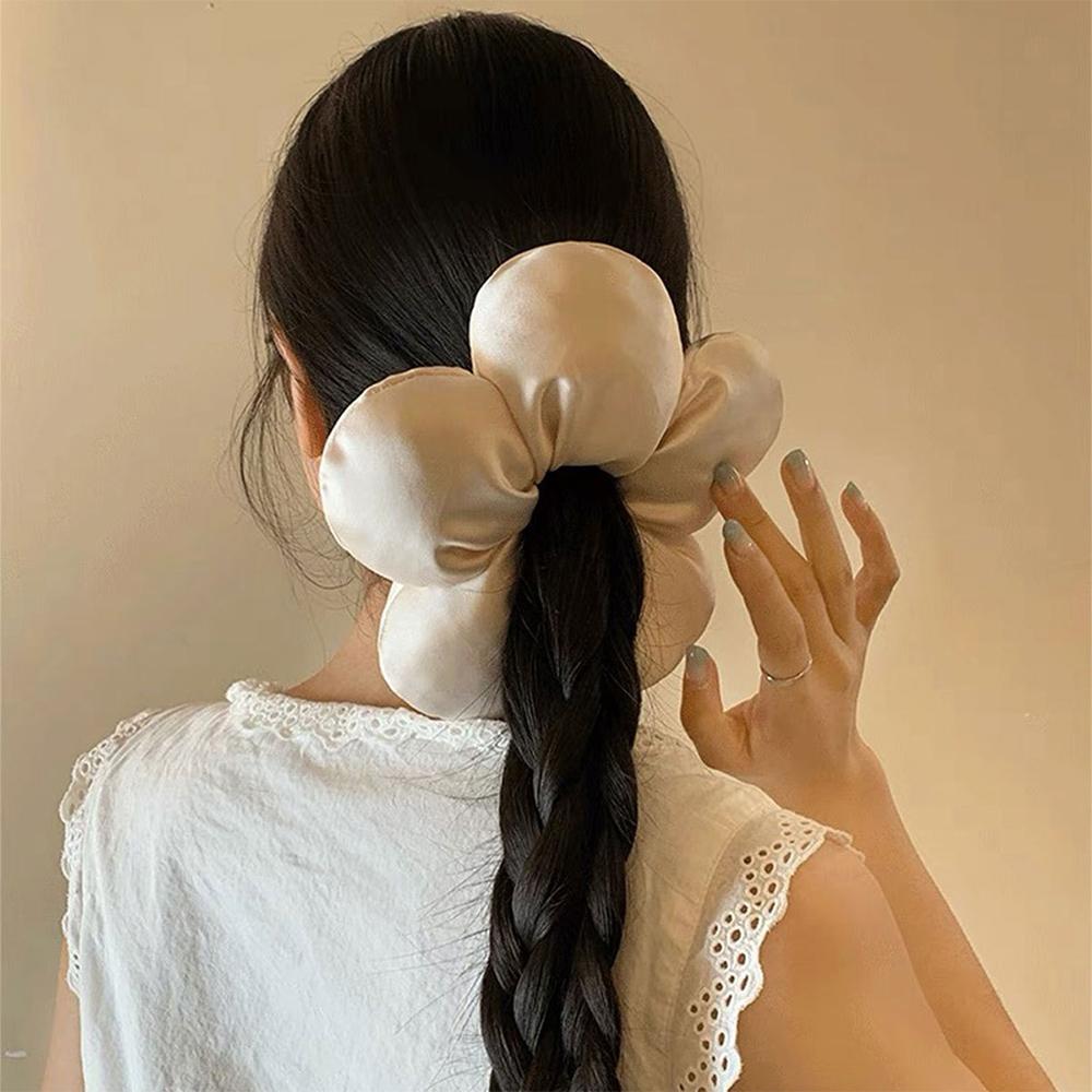Large Satin Hair Scrunchies Sponge Flower Hair Bands Enchanting Hair Rope  for Women